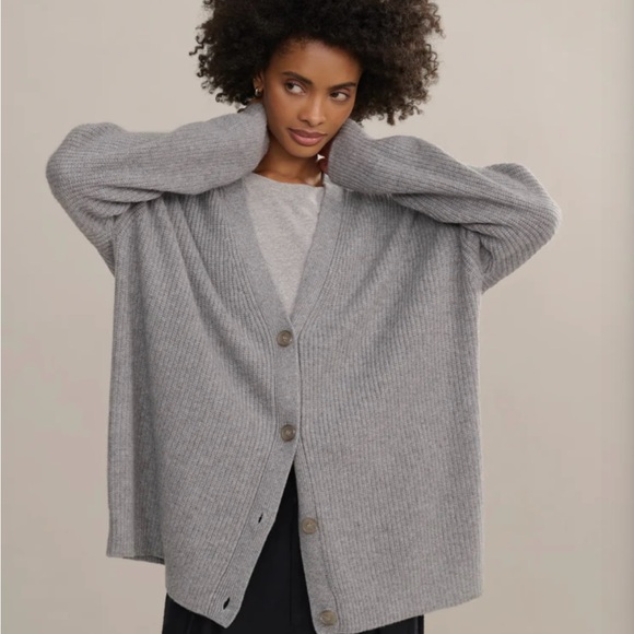 Jenni Kayne Gray Cocoon Cashmere Cardigan - Picture 2 of 8